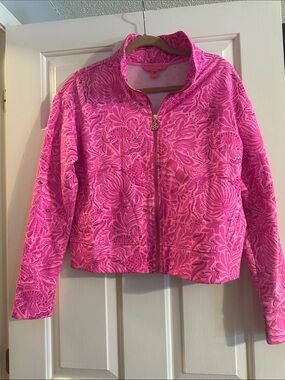 Lilly Pulitzer Hot Pink Floral Zip-Front Jacket